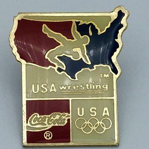WRESTLING OLYMPIC PIN USA TEAM COCA COLA PIN